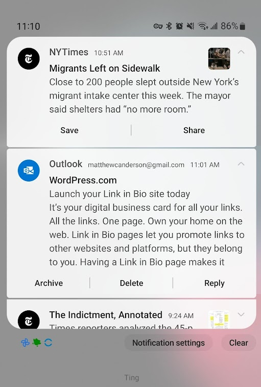 Screenshot of email notification from WordPress.com to "Launch your Link in Bio site today"